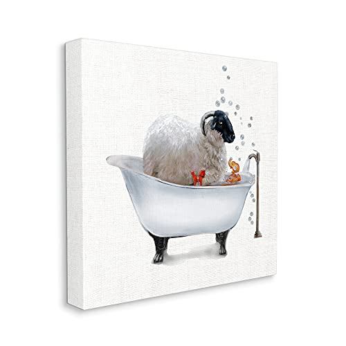 Image of Stupell Industries 'Fluffy County Goat in Bathtub Soap Bubbles'| Canvas Art | Stupell Industries | 24 x 24 Inches, Easy to Hang and Sturdy, Made in USA, by Donna Brooks