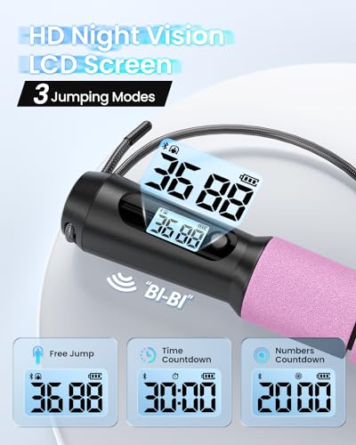 Image of RENPHO Smart Jump Rope - APP Data Storage & Tracking & Analysis, Tangle-Free Jumping Rope for Men, Women, Skipping Rope with Counter, Adjustable workout Jump Ropes for Crossfit, Gym, MMA