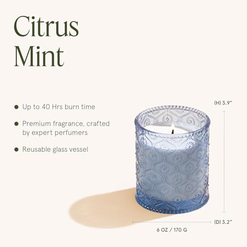 LA JOLIE MUSE Citrus Mint Candle – Yuzu, Mint & Tonka | 6 oz Natural Soy Wax | 40 Hours Clean Burn | Gift-Ready for Hosts | Fresh Citrus Candle | Elegant Home Décor