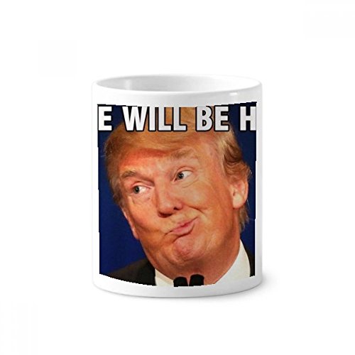Mug Trump céramique blanc de 350 ml conçu avec des finitions soignées pour amateurs d'art contemporain