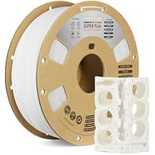 OVERTURE Super PLA+ Filament 1.75mm, Toughness Enhanced PLA Plus, Professional Toughness 3D Printer Filament 1kg 2.2lbs, High Precision +/- 0.02mm White