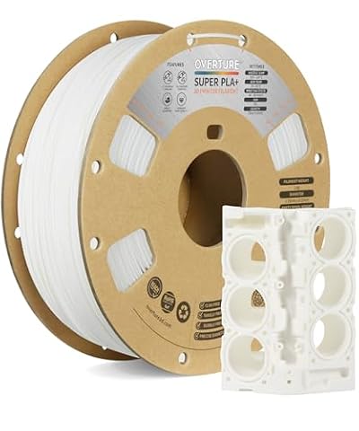 OVERTURE Super PLA+ Filament, Enhanced PLA Plus 1.75mm Professional Toughness, Premium 1kg(2.2lbs) Roll, Cardboard Spool, 99% Dimensional Accuracy White