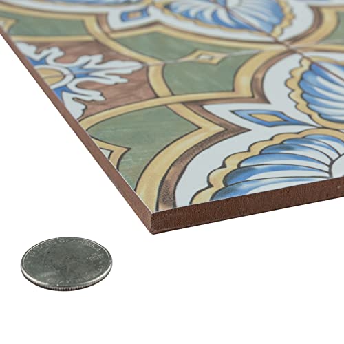 Somertile Harmonia Grove Green 13" X 13" Ceramic Floor And Wall Tile #TOP2