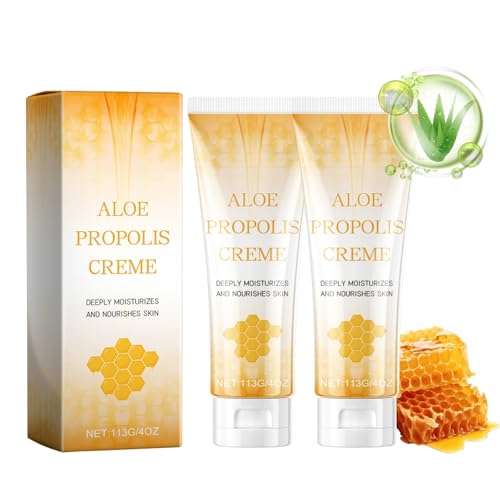 Aloe Vera Propolis Creme 2 Stück Propolis Salbe für Trockene und Gereizter Haut Gesichtscreme Damen Männer Beruhigt die Haut Feuchtigkeitscreme für Gesicht und Körper Anti Aging Creme Frauen