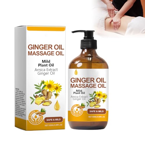 Aceite De Masaje De Jengibre 100ml Con árnica Y Vitamina E - Alivio Muscular Profundo, Calor Reconfortante Para Piel Seca - Ideal Para Relajación