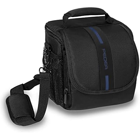 PEDEA "Essex SLR Camera Case with Rain Protection/Carry Strap/Accessory Compartments, Size M blue Cover