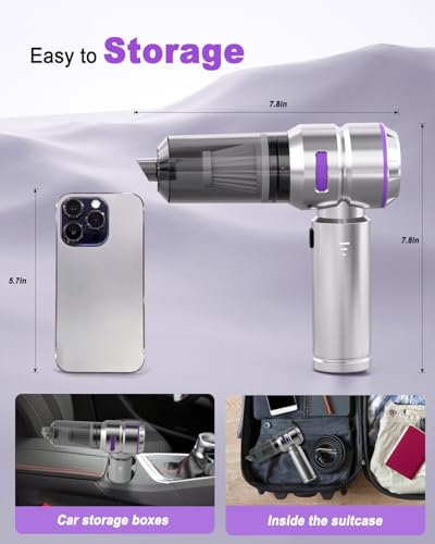 BILET Handheld Vacuum Cleaner with 16000PA Strong Suction, Cordless Car Vacuum Cleaner, Portable and Lightweight, Multi-Functional Replacement Head for Cleaning Home, Car, Office, and Pet Hair - Image 7