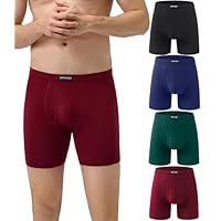 wirarpa Confezione da 4 Boxer da Uomo in Micromodal Lunghi Elasticizzato Mutande Uomo Intimo Maschile con Mosca Aperta Multicolore Taglia XL