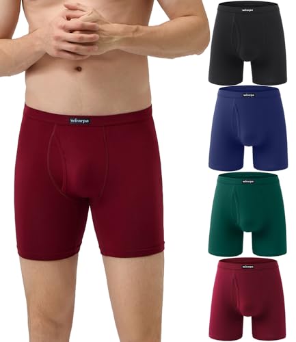wirarpa Boxershorts Herren Männer Unterhosen Weiche Unterwäsche Men Modal mit Eingriff ohne Etikett 4er Pack Mehrfarbig Größe XL