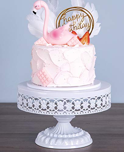 Uranmole Antique Gold Metal Cake Stand, Round Cupcake Stands, Wedding Birthday Party Dessert Cupcake Pedestal/Display/Plate (White-10In) #TOP1