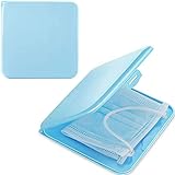 Mediawave Store - Porta Mascherine Custodia Plastica Cover tascabile Riutilizzabile 13x13 cm, Scatola per Mascherina, Cofanetto Protettivo, Igienico, Pulizia, Colorato (Azzurro)