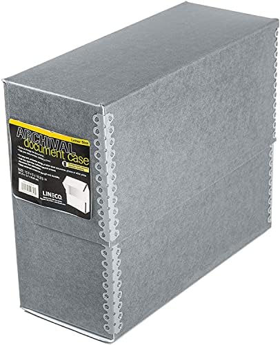 Lineco Archival Document Storage Box, File Organizer for Letter-Sized Prints Photos, Safe Home Office Document Case, Protects from Dust, Light. Prolongs Picture Longevity. 12.5x10.375x5. Blue/Gray