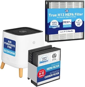 Smart Air Sqair HEPA + Carbon Air Purifier with HEPA Filter Bundle,2 Items | 2 item bundle with Smart Air Sqair Air Purifier and genuine H13 HEPA replacement filter.