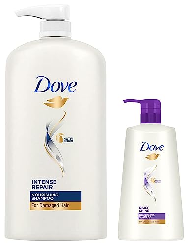 Image of Dove Intense Repair Shampoo, 1L & Dove Daily Shine Shampoo, 650ml