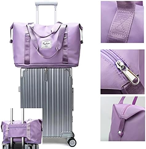 Duffle Bag, Travel Bag, Dry and Wet Separated Pocket Expandable Travel Duffel Bags, Weekender Carry On For Women, Sports Tote Gym Bag, Workout Duffel Bag, Overnight Shoulder Bag (Purple) 2 Duffle Bag, Travel Bag, Dry and Wet Separated Pocket Expandable Travel Duffel Bags, Weekender Carry On For Women, Sports Tote Gym Bag, Workout Duffel Bag, Overnight Shoulder Bag (Purple)