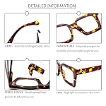 REAVEE 3 Pack Thick Frame Oversized Reading Glasses for Women Blue Light Blocking Computer stylish Readers with Spring Hinge - Image 5