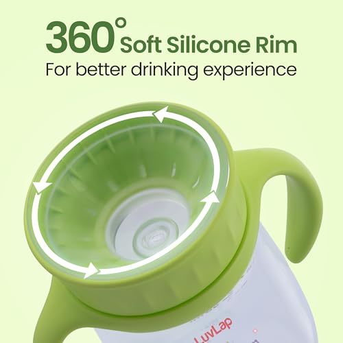 Image of LuvLap Shine 360 Soft Spout Trainer Sipper for Kids, 360ml, Leakproof & spillproof Sippy Cup for Kids, Twin Easy-Grip Handles, BPA-Free, Ergonomic Design, Dust Cover, Lightweight, 18 M+ (Green)