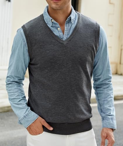 Mens Wool Sweater Vest, Fall V Neck Sweater Vests, Lightweight Sleeveless Knit Vest2