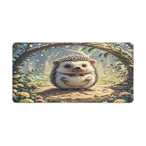 Lovely Hedgehog Desk Pad Large Office Desk Mat Rubber 30x60 cm