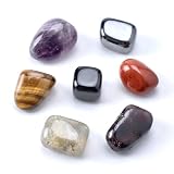 Set 7 Pietre Naturali Burattate Levigate Cristalli e Minerali per Meditazione, Chakra, Reiki, Collezione, Regalo e Decorazione set protezione
