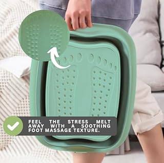 Collapsible Foot Spa Bath – Portable Pedicure Bowl & Soaking Basin for Feet – Manual Foot Bath Bucket for Foot Care, Relaxing Feet Soak, and at-Home Spa Treatments – Green