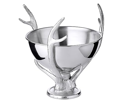 Edzard Raffreddatore per Champagne Lita (Altezza 37 cm, Ø 31 cm), in Alluminio nichelato Color Argento, Aspetto Corno