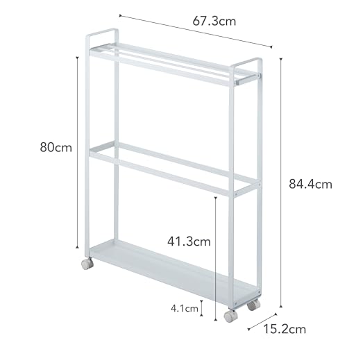 Yamazaki Home Towel Rack and Bath Cart - Rolling Bathroom Storage Organizer Steel One Size White by YAMAZAKI - Image 4