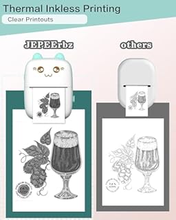 Mini Printer Portable, Inkless Sticker Printer with 8 Rolls Paper, Bluetooth Wireless mini Thermal Printer Compatible with iOS + Android for Journal, Memo, Photo, Print Pod Gifts for Girls Kids