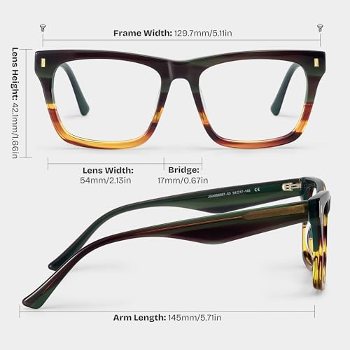 Image of Zeelool Blue Light Blocking Glasses for Men, Rectangle Fashion Glasses Frame Eyeglasses with Anti UV Glare & Eyestrain Lens ZJGA996987-03B