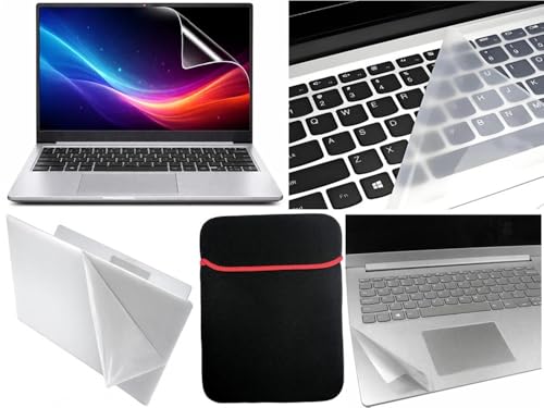 Image of Anjo 5 in 1 Combo Of 14 Inch & 16:10 Display Aspect Ratios Laptop Screen Protector, KeySkin, Body Lamination Trackpad & Lid (Transparent) & Laptop Sleeve Multipurpose