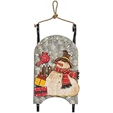 17" LED Lighted Wooden Sled with Snowman and Cardinal Christmas Decoration