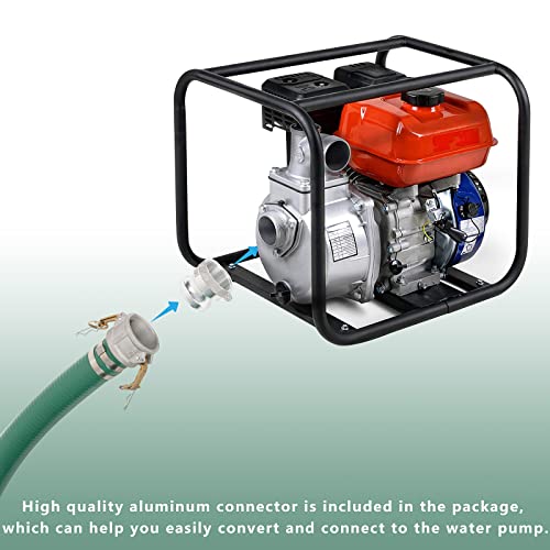 Eastrans Discharge Hose Pump Kit Includes 2" x 20' Green PVC Suction Hose with Aluminum Camlock Fittings, 2" Global Type A Cam and Groove Hose Fitting