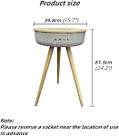Round Smart Coffee Table, Smart Side Table with Speaker, Small Smart Bedside Table, Nightstand with USB Charging Port(Brown)