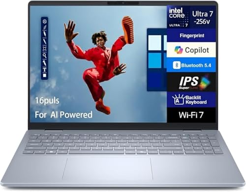 Image of Dell 16 Plus DB16250 AI Laptop 16.0 inch IPS WQXGA Display (Intel Ultra 7-256V, 16GB LPDDR5X, 1TB SSD, Backlit KB, Fingerprint, Thunderbolt 4, WiFi 7, Win 11 Home) - Previously Inspiron
