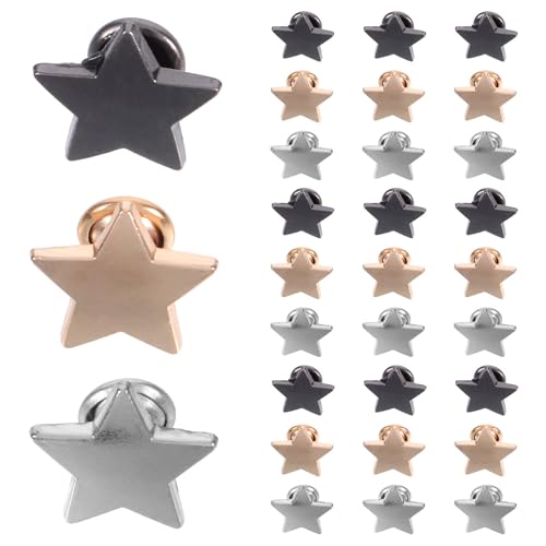 TOPBATHY 60 Stück Sternförmige Metallnieten 12mm Fünfzackige Sternnieten aus Legierung Selbstgemacht Schmuck für Kleidung Schuhe Taschen Gürtel Punk Dekoration