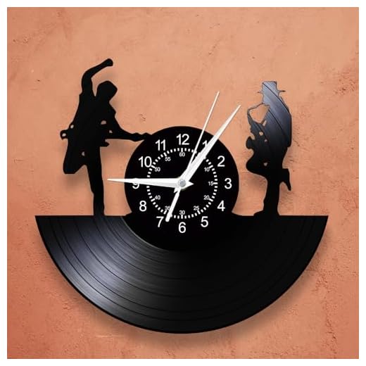 12 Inch Jazz Music Themed Vinyl Wall Clock, Classical Musical Instrument Wall Clock Vintage Jazz Saxophone Wall Watch Clock Silent Non Ticking Battery Operated Gift for Music Lovers Jazz Band