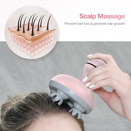 Image of COMFIER Scalp Massager for Hair Growth, Waterproof & Full Body Kneading, 84 Massage Nodes, Handheld Head Scratcher, Cat Massager, Pink