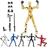 Titan T13 Action Figures Fidget Toys for Boys Autism Sensory Toys 3D Lucky Dummy N13 Robot Anime Figures Multi Joints Movable Cool Gadget Gifts (Assembly Completed/Light Golden)