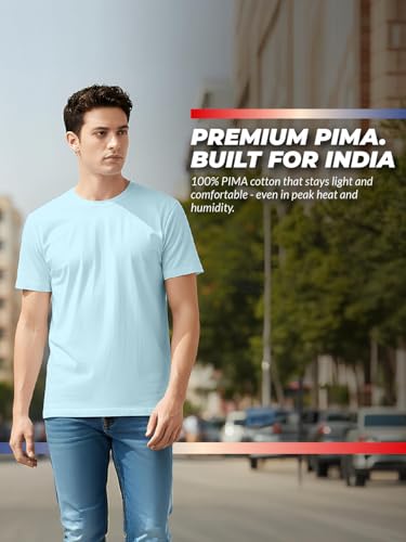 Image of 100% PIMA Cotton T Shirt for Man | Premium Men T-Shirts Regular Fit | Half Sleeve Round Neck Cotton Tshirt for Man | Mens Tees Made for Indian Climate | Available in 10 Colours