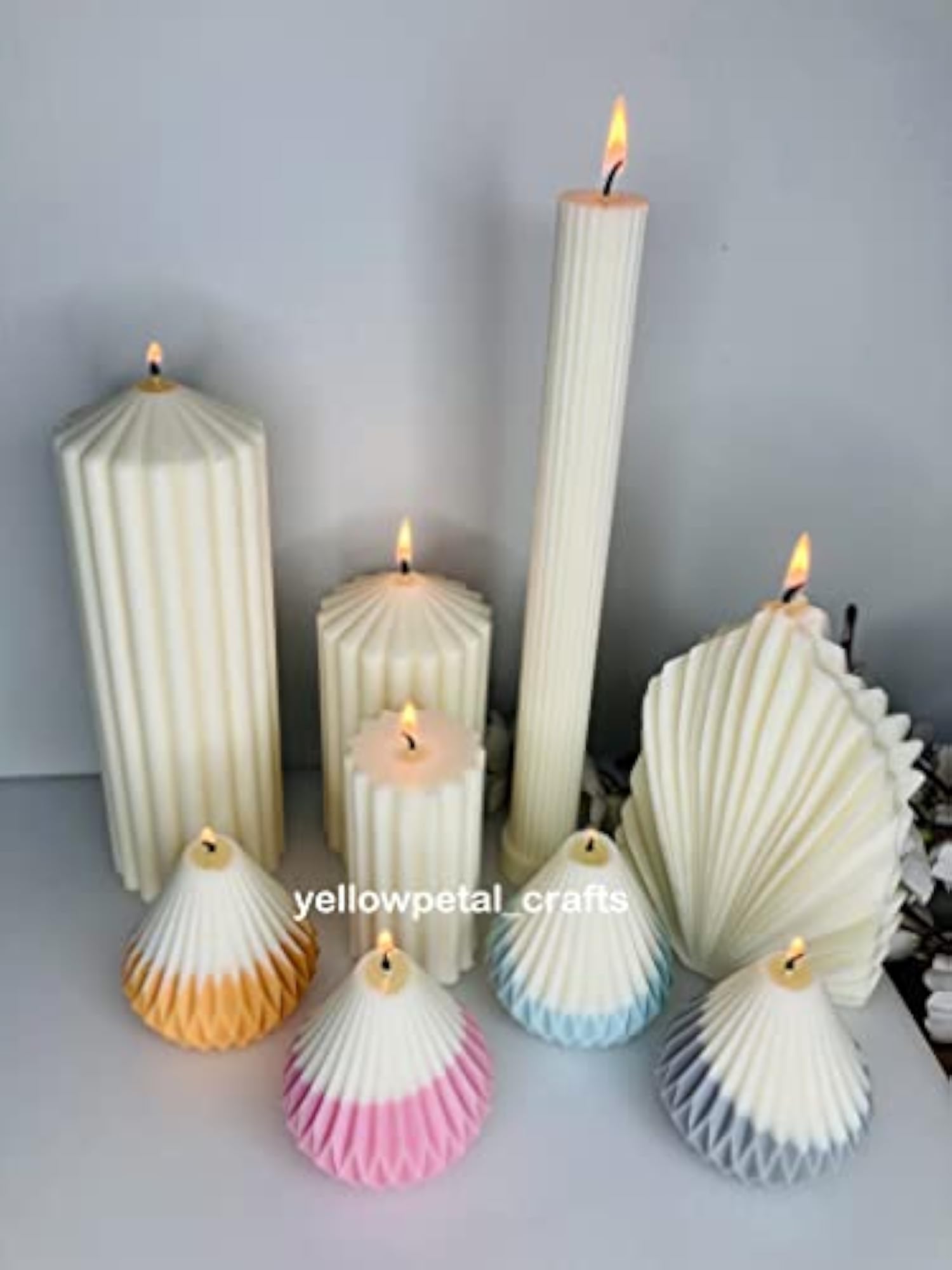 Ribbed Pear Candle, Pink & Blue Color, Strawberry & Fresh Water Scented