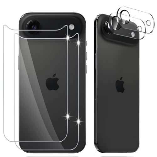 PaceBid Posteriore Vetro Temperato per iPhone Air (17 Air), [2+2 Pezzi] HD Protezione Fotocamera + Pellicola Vetro Temperato, 9H Proteggi Schermo Posteriore Pellicola Protettiva per iPhone 17 Air product image