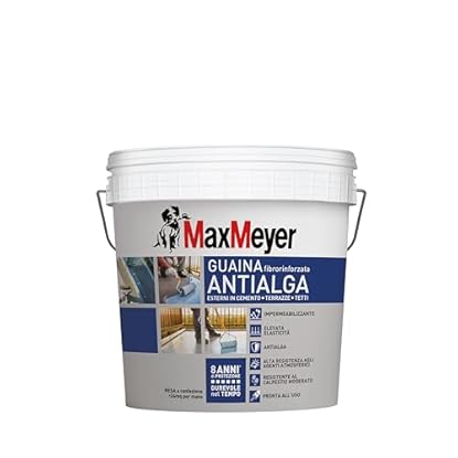 Foto di MaxMeyer Guaina Antialga Plus, Impermeabilizzante Liquido Fibrorinforzato per Esterni, Grigio, 4 L