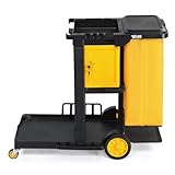 Bonnlo Lockable Cleaning Trolley on Wheels – Janitorial & Sanitation Supplies Cart, Cleaning Bag, Tool Holders & Secure Cupboard – Mobile Cleaning Caddy for Office, Wheelie-Bin Cleaner