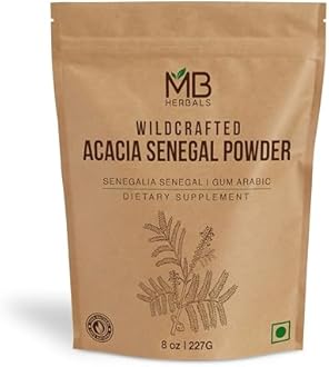 MB Herbals Acacia Gum Powder 8 oz (½ lb / 227g) | Gum Arabic Powder from Acacia Senegal | Wildcrafted, Gluten Free Plant-Based Edible Gum for Baking, Smoothies & Wellness