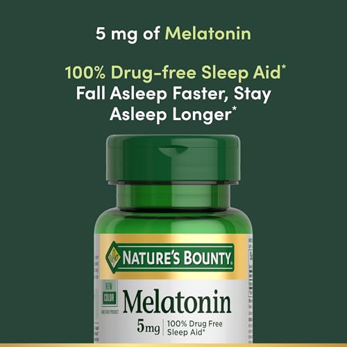 Image of Nature's Bounty Melatonin, 100% Drug Free Sleep Aid, Dietary Supplement, Promotes Relaxation and Sleep Health, 5mg, 90 Softgels (Pack of 1)