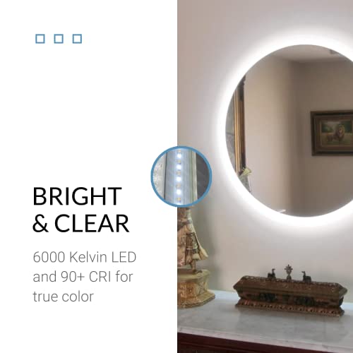 Mirrors & Marble Circular Led Vanity Mirror - Side Lit Rounded Mirror For Bedroom, Bathroom Or Shower - Anti Fog & Wall-Mounted - Modern Home Decor - 32" Wide X 32" Tall #TOP2