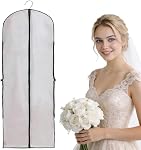 Garment Bag for Wedding Dresses and Suits,Heavy‑Duty PEVA Material with Reinforced Zipper, Breathable Protective Cover for Gowns, Travel and Closet Storage,180×60 cm (71×24 in), White