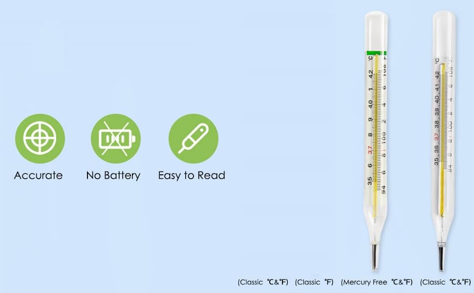 Image of MCP Healthcare Clinical Glass Thermometer for Underarm Thermometer for Adults and Kids, Accurate Professional and personal use SMIC Gold pack of 2