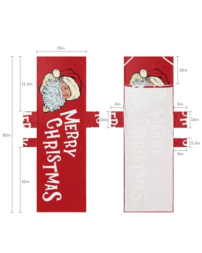 Red Santa Christmas Beach Lounge Chair Towel Cover, Soft Chaise Lounge Towel with Side Pockets Patio Pool Chairs Cover for Beach/Pool Sunbathing 29x85 Xmas Red Merry Christmas