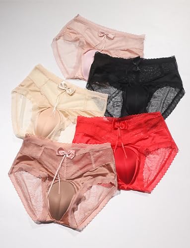 FEOYA Men’s Sissy Hiding Gaff Panty Shapwear Lace Transgender Underwear Mesh Crossdressing Boxer Briefs4